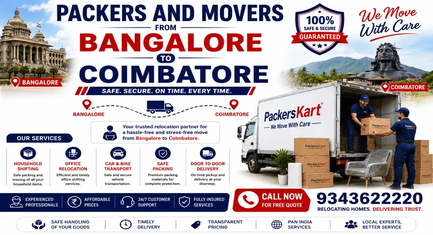Packers and Movers Bangalore to Coimbatore Charges
