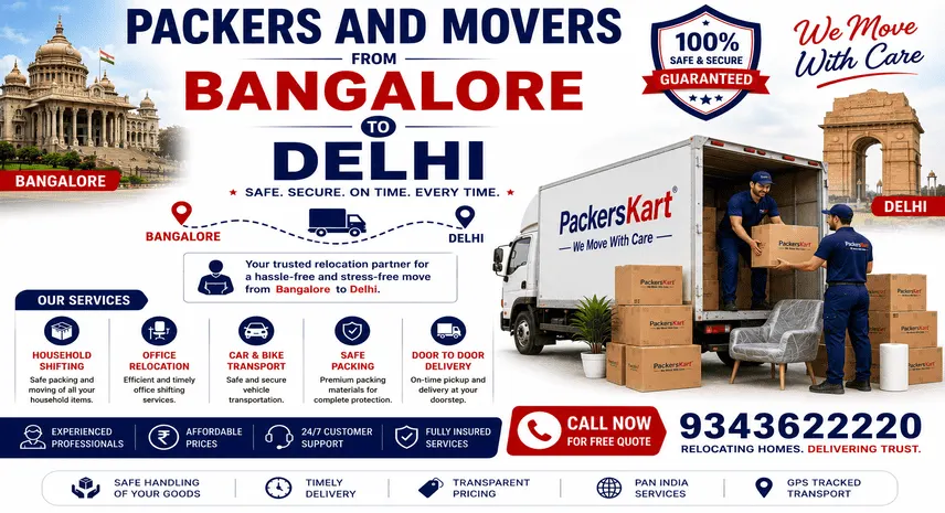 Packers and Movers Bangalore to Delhi Charges