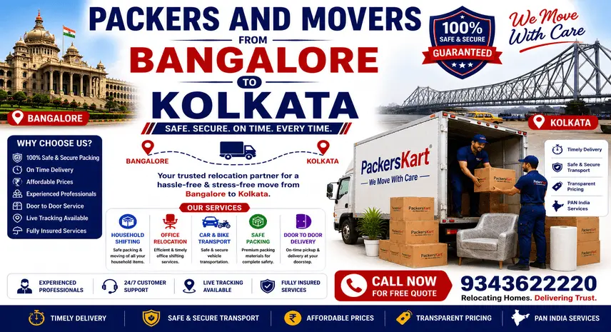Packers and Movers Bangalore to Kolkata Charges