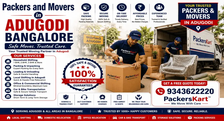 Packers and Movers in Adugodi, Bangalore